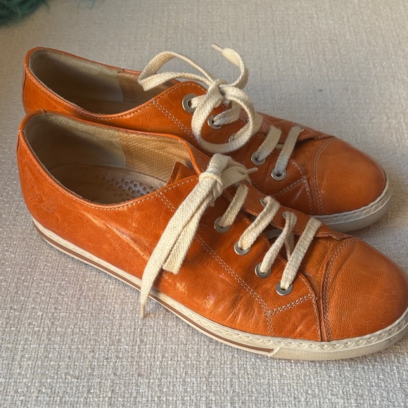 Paul Green orange leather sneakers - size 7 - Picture 1 of 5
